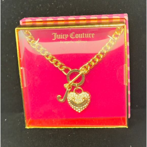 Juicy Couture Women's Necklace Gold Heart with J Charm Gold Chain New Gift Box - Picture 1 of 5